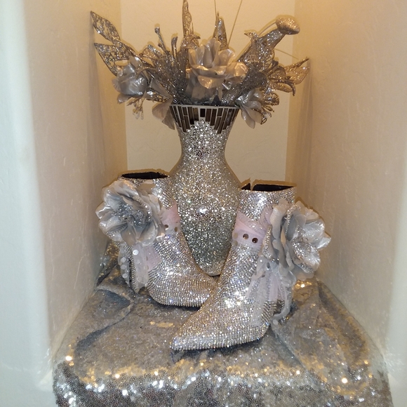 TINSLEY Crystal Sequin Boho Wedding Ankle Booties - Picture 4 of 6